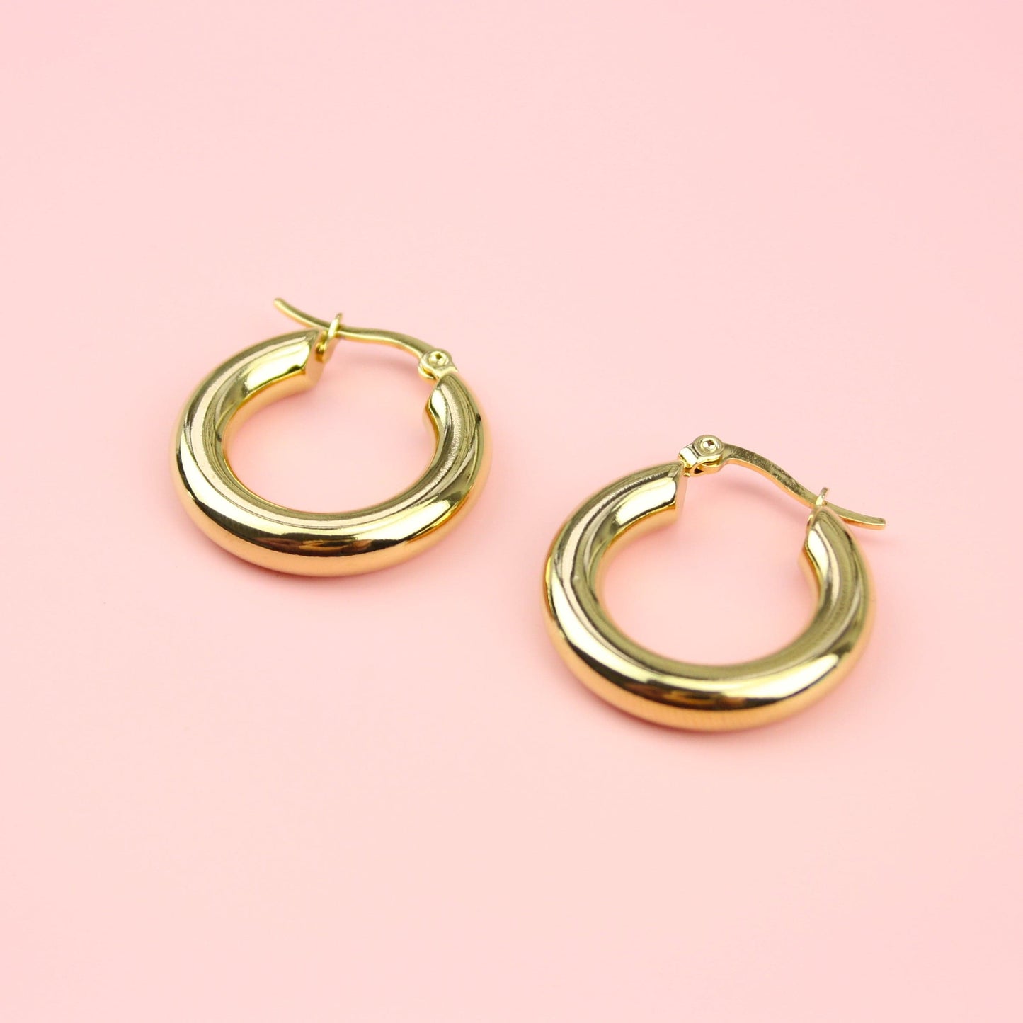 26mm Chunky Stainless Steel Hoop Earrings (Gold Plated)