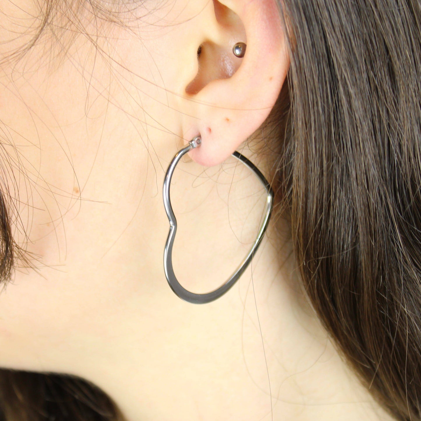 40mm Heart Hoops (Stainless Steel)