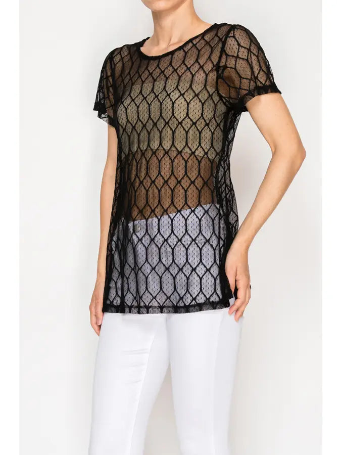 Origami - Black Lace Mesh Top