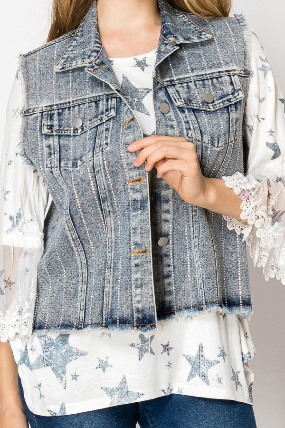 Origami - Sequin Denim Vest