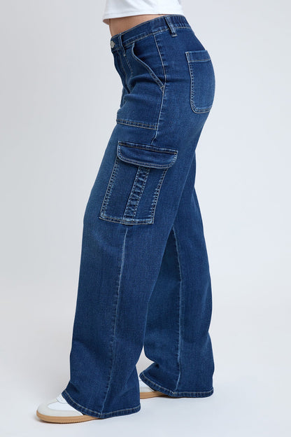 Women's Elastic Waist Straight  Cargo Jean