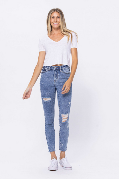 Judy Blue Destroyed Acid Wash Skinnies
