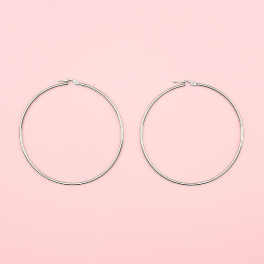 74mm Stainless Steel Hoop Earrings