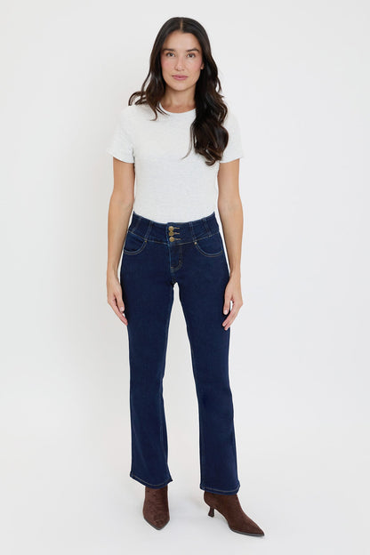 Women's 3-Button Premium Stretch Bootcut Jeans
