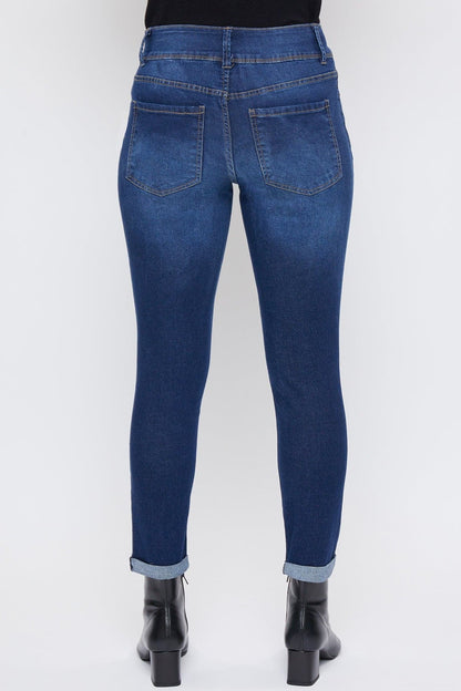 Women's 2-Button Essential  Roll Cuff Ankle Jeans