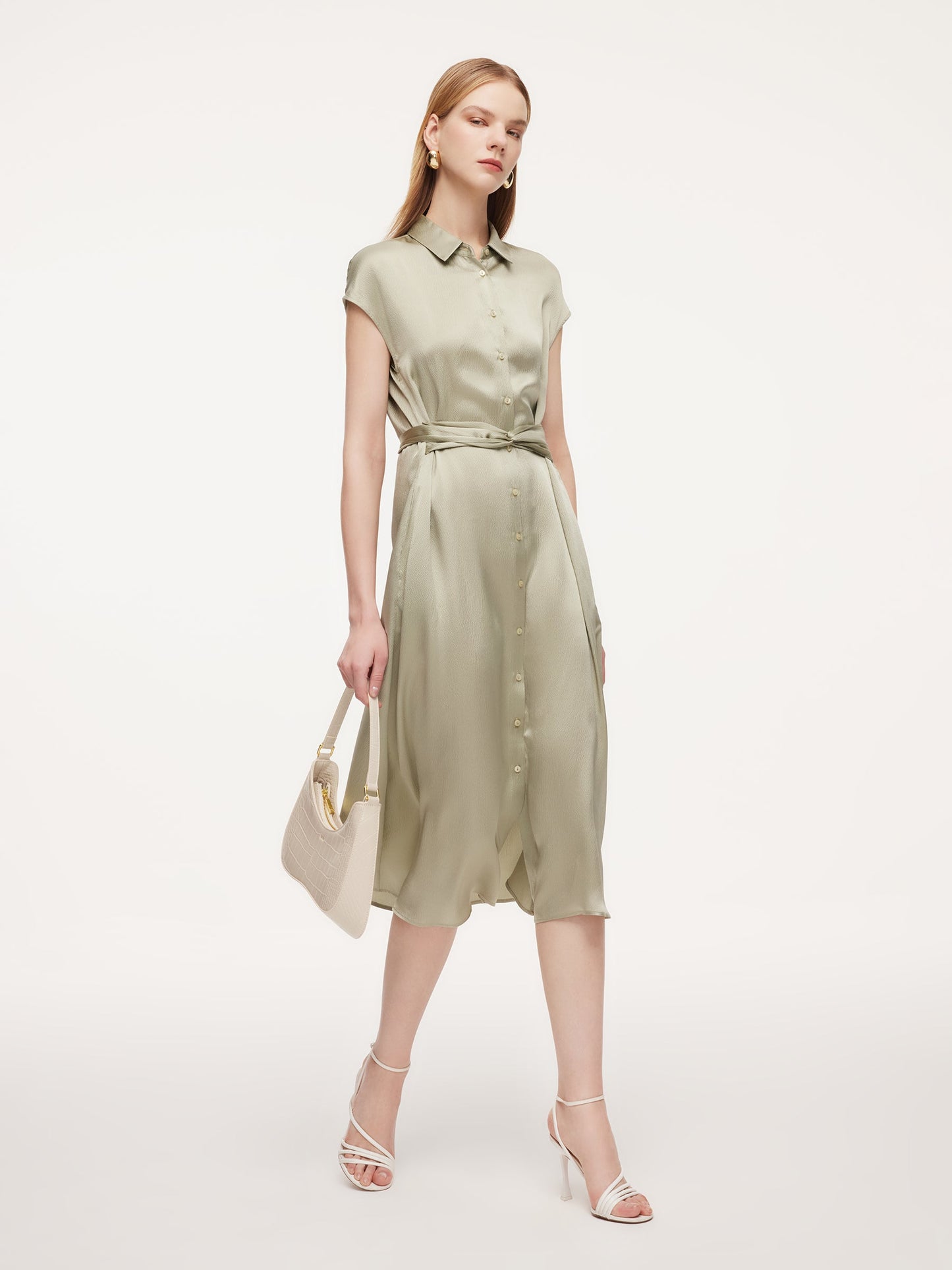 19MM Mulberry Silk Front Knot Women Self-Tie Maxi Dress