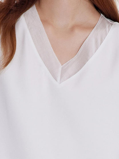 White Acetate V-Neck Tank Top