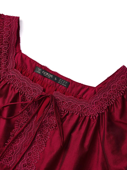 Tencel Blend Embroidered Square Neck Women Blouse