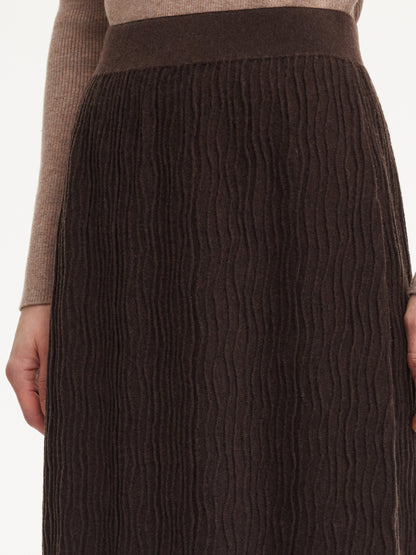 Ribbed Knitted Column Women Skirt