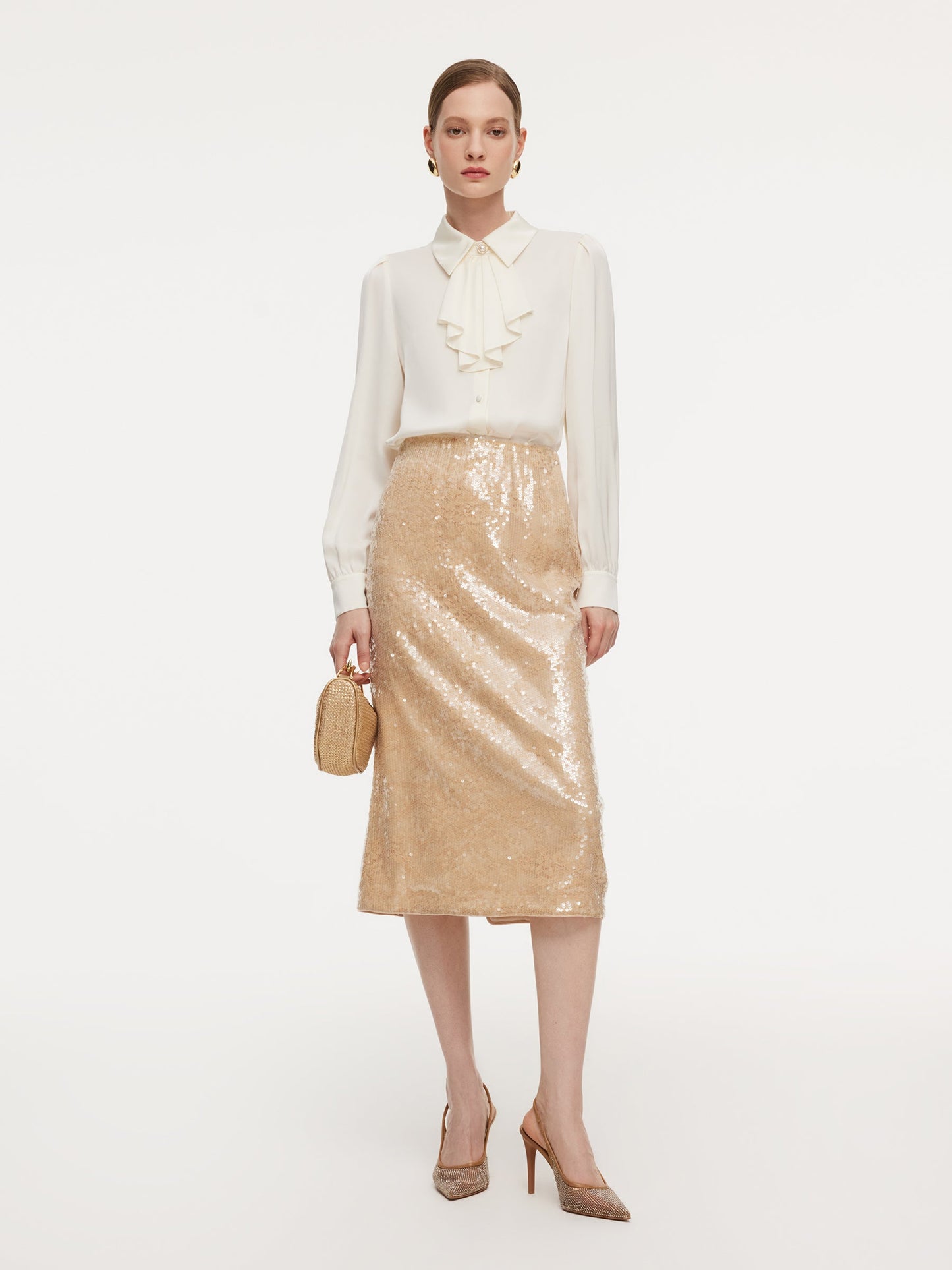 Lace Sequins H-Line Women Skirt