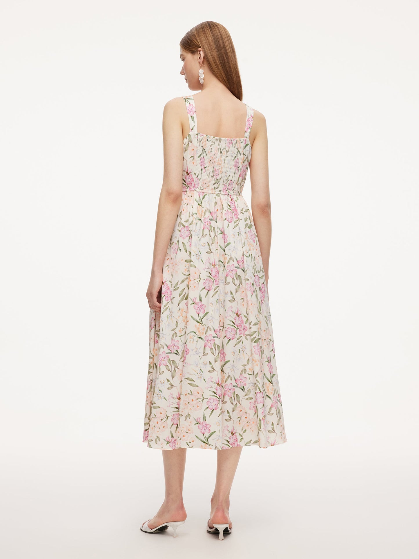 19MM Mulberry Silk Floral Print Women Maxi Dress With Ribbon