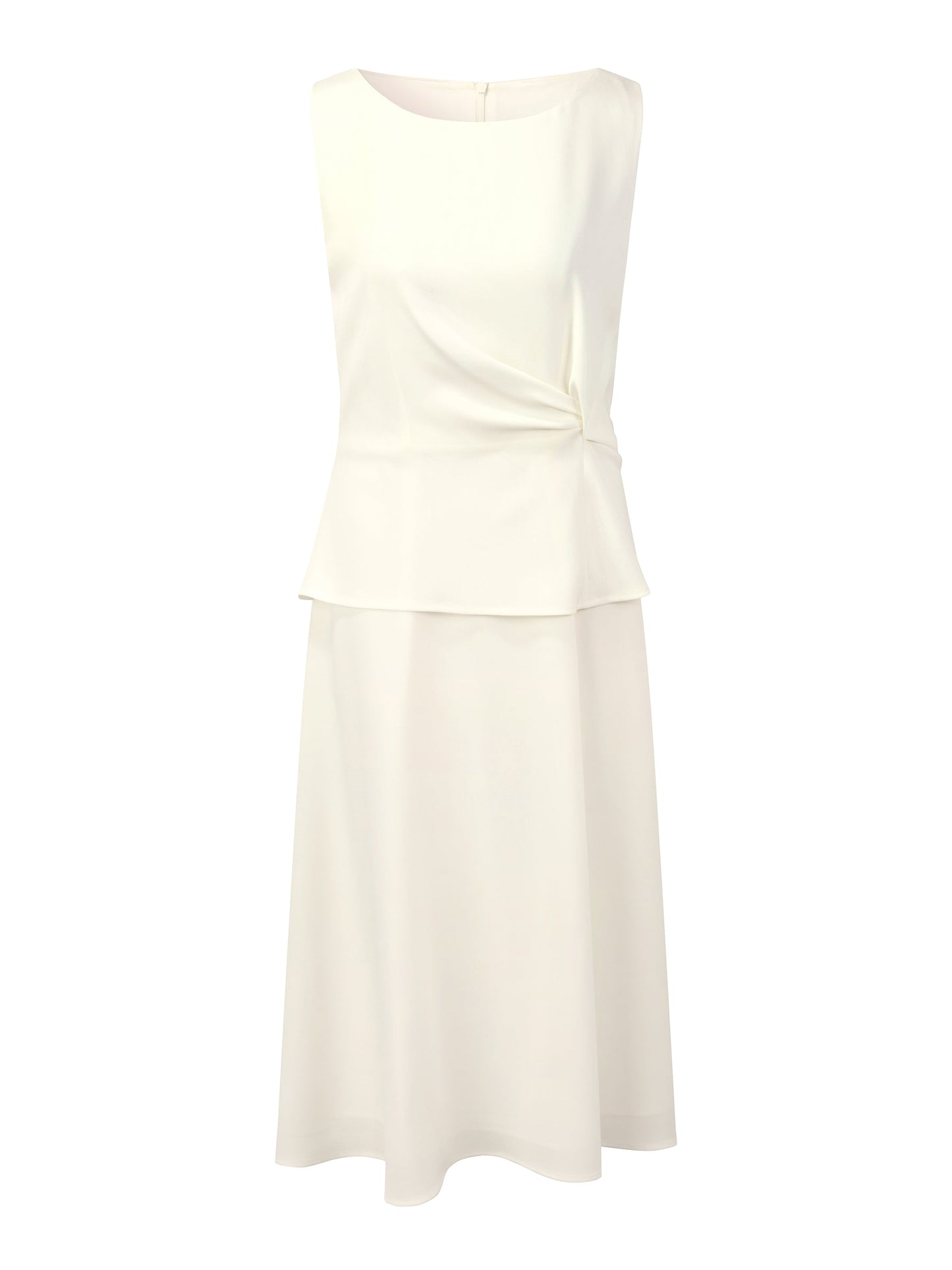 Triacetate Blend Mock Layered Women Sleeveless Midi Dress