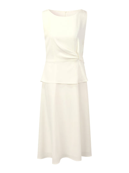 Triacetate Blend Mock Layered Women Sleeveless Midi Dress