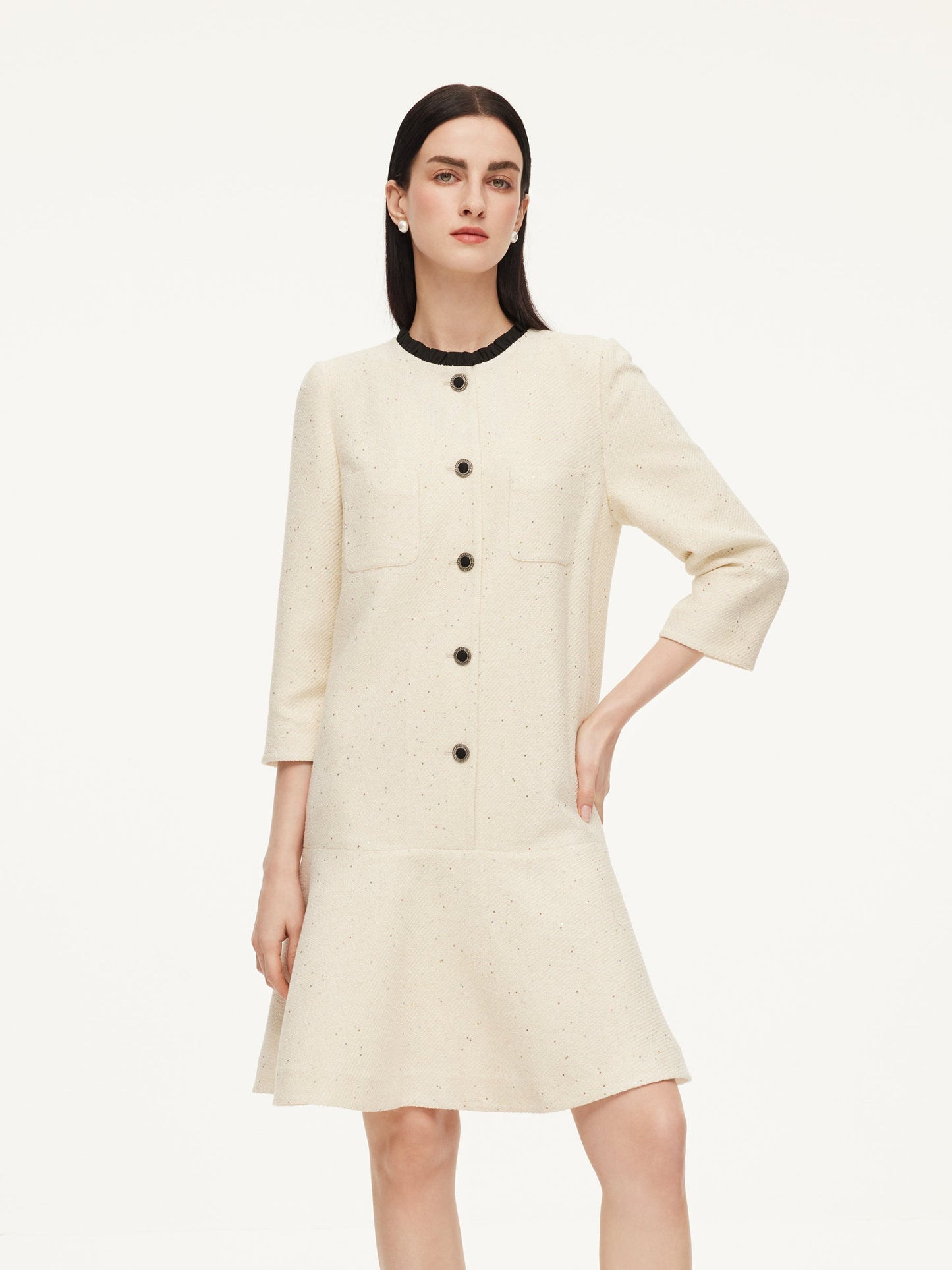 Sequins A-Line Ruffle Hem Women Mini Dress
