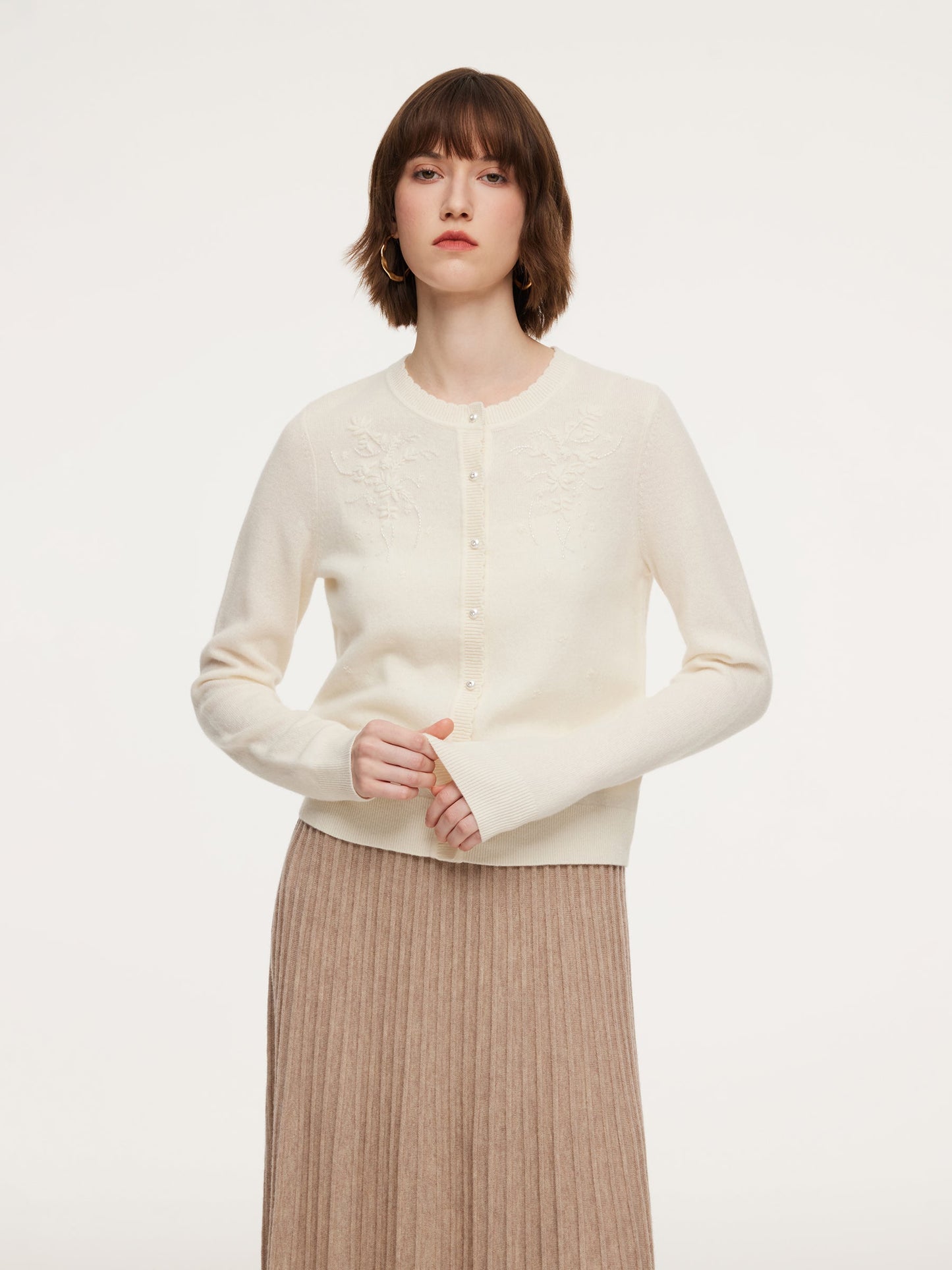 100% Wool Embroidered Women Cardigan
