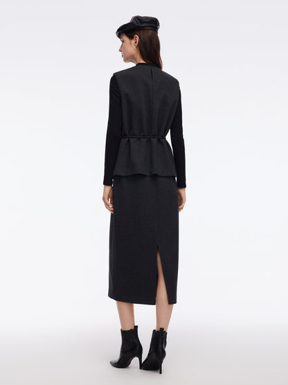 Knit Tank And Skirt And Long Sleeve Top Three-Piece Set