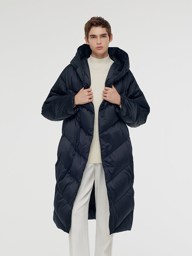 Unisex Hooded Long Goose Down Coat