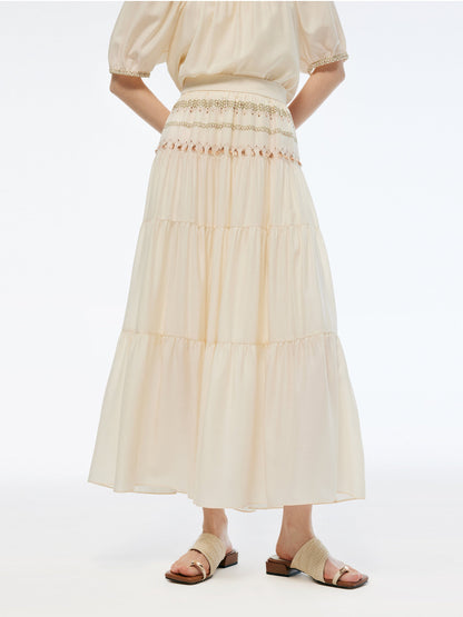 Acetate Blend Women Embroidered Skirt