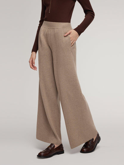 Cashmere Wool Blend Straight Wide Leg Women Pants