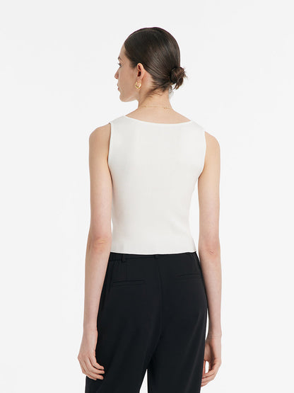Acetate Knitted Ruched Women Vest