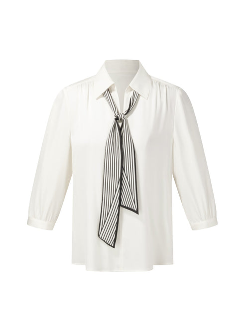 [Preview] 22MM Mulberry Silk Women Blouse With Silk Scarf