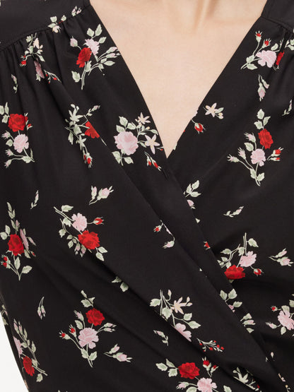 16MM Mulberry Silk Floral Print Women Maxi Wrap Dress