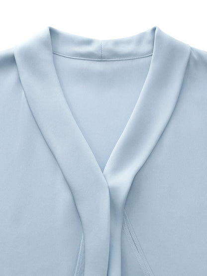 22MM Mulberry Silk Tie Neck Women Blouse