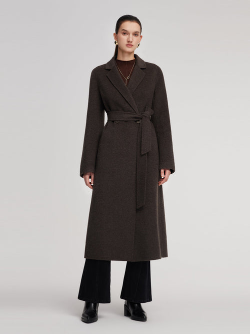 Camel Hair Wool Blend Women Wrap Overcoat