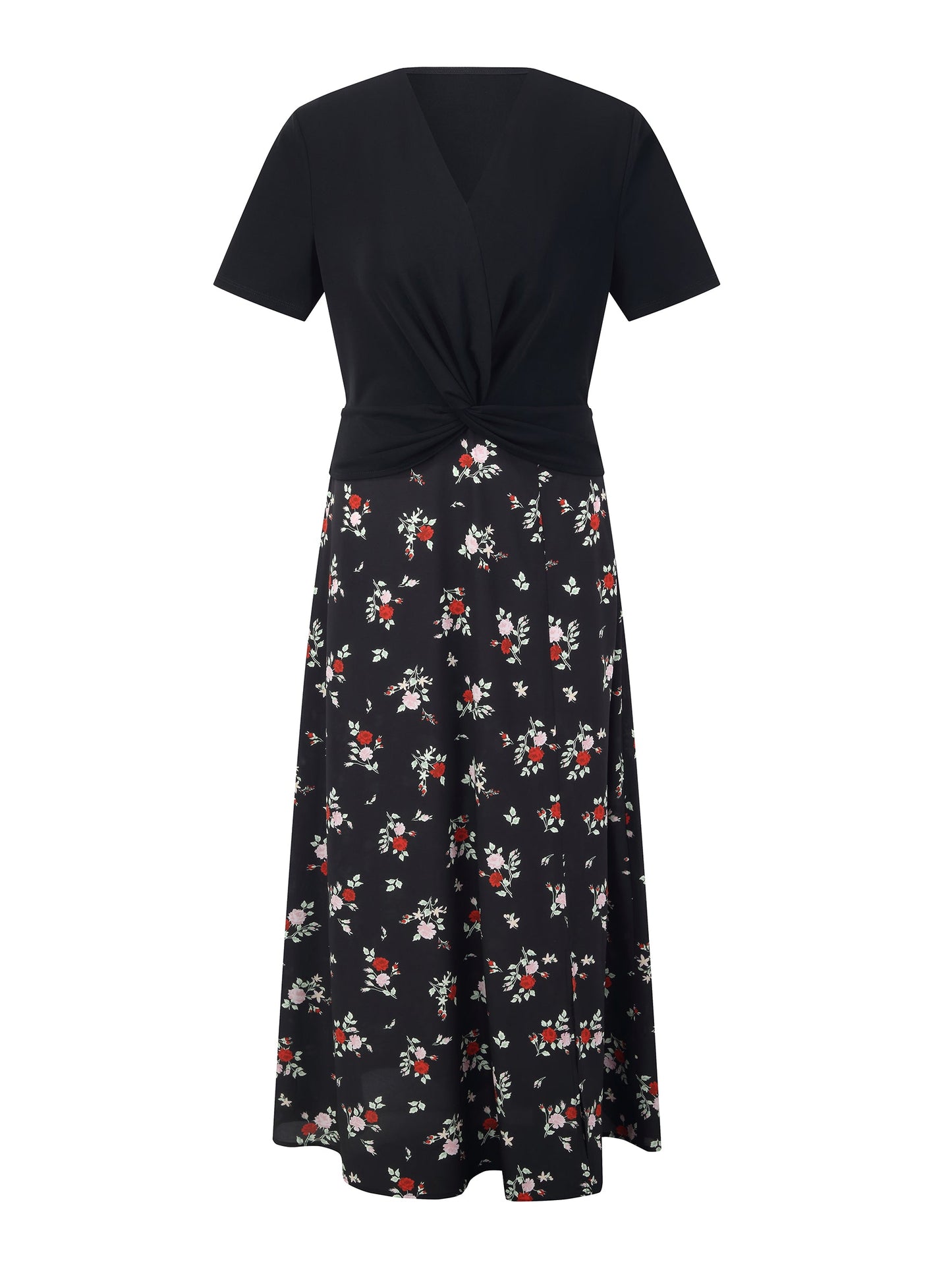 16MM Mulberry Silk Acetate Blend Patchwork Women Side Slit Maxi Dress