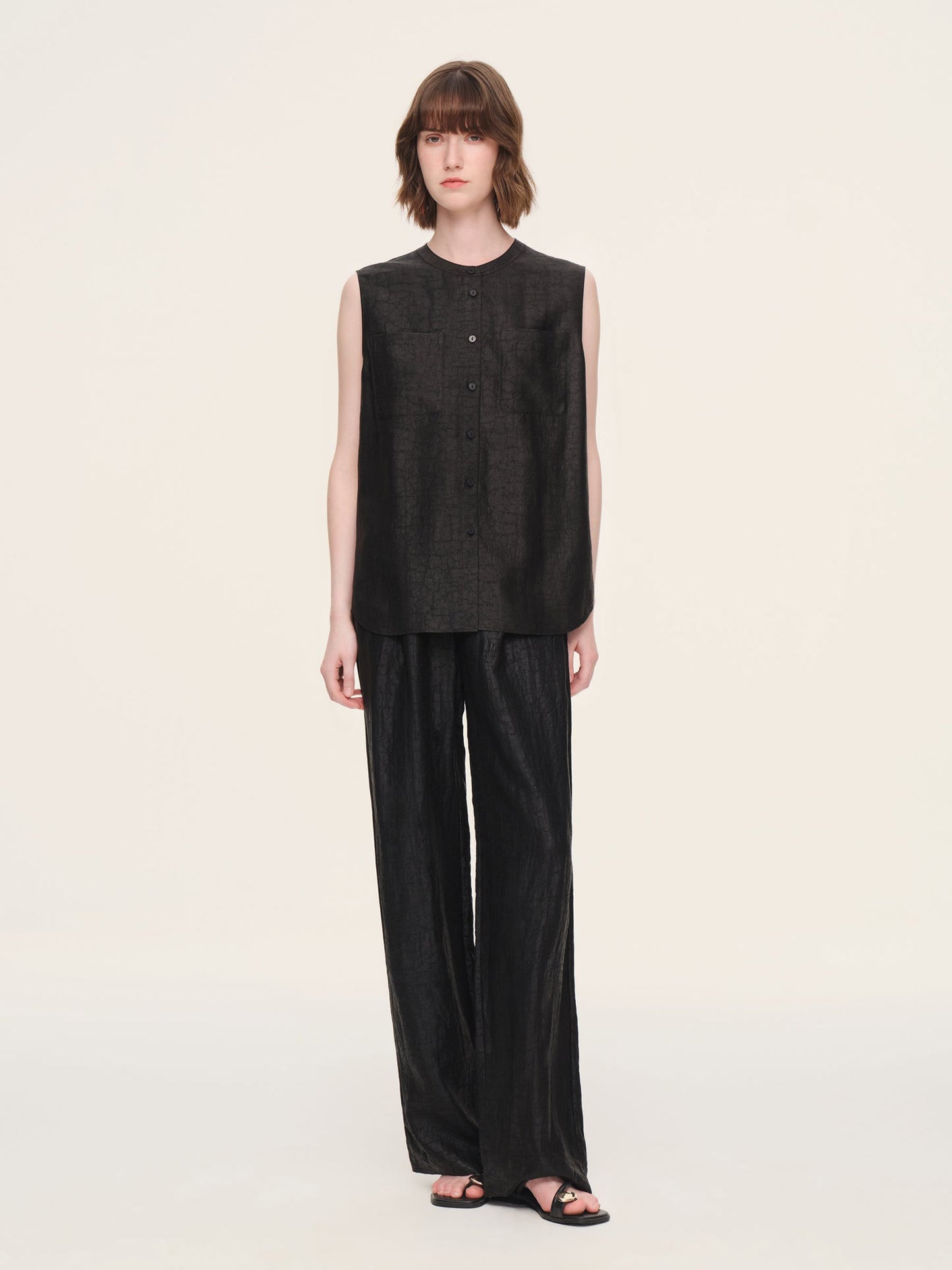 18MM Gambiered Canton Gauze Women Sleeveless Shirt
