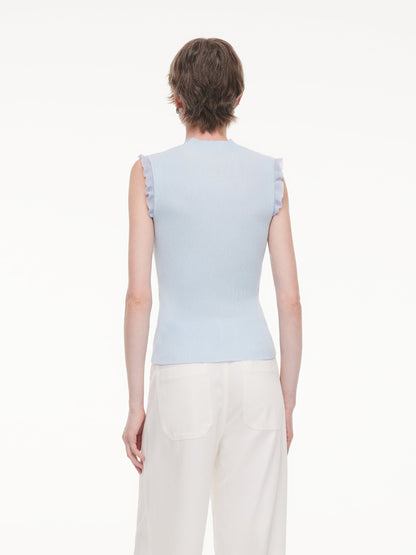 Ruffle Cuff Women Knit Tank Top