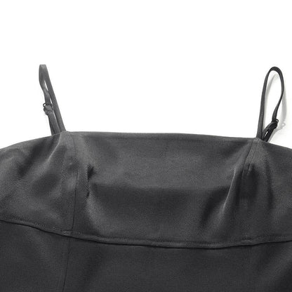 Black Triacetate Spaghetti Strap Midi Dress
