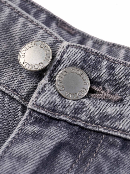 Lyocell Cotton Blend Denim Women Straight Wide Leg Jeans With Leather Belt