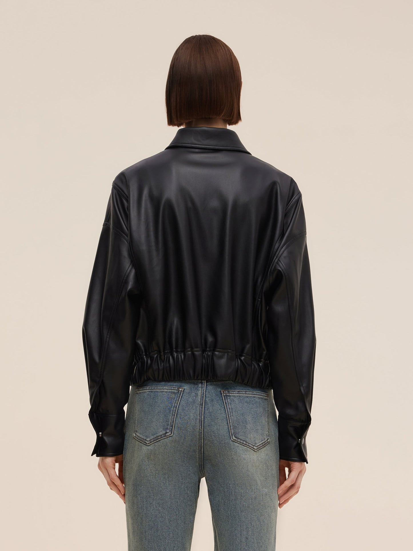 PU Leather Zip-Up Women Jacket