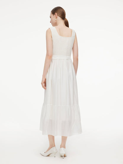 Tencel Blend Reversible Women Sleeveless Maxi Dress With Bowknot Ribbon