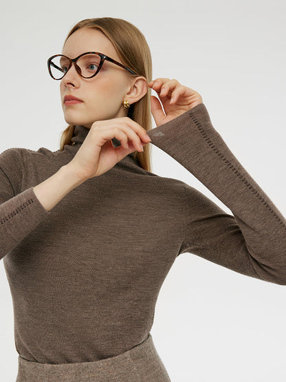 Machine Washable Wool Turtleneck Women Knit Top