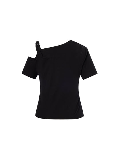 Tencel Blend Stretch One-Shoulder Women Knit Top
