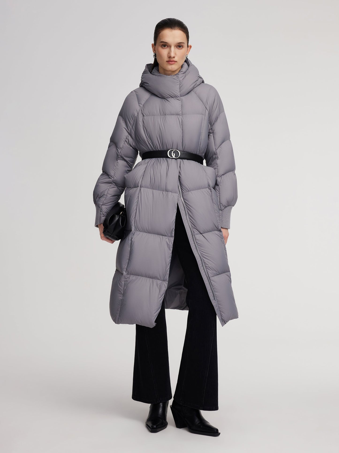 Lightweight Windproof Hooded Long Goose Down Coat