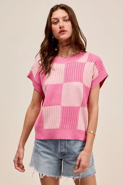 SO ME Check Plaid Casual Sweater Top