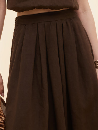 100% Linen Women High-Waisted A-Line Skirt