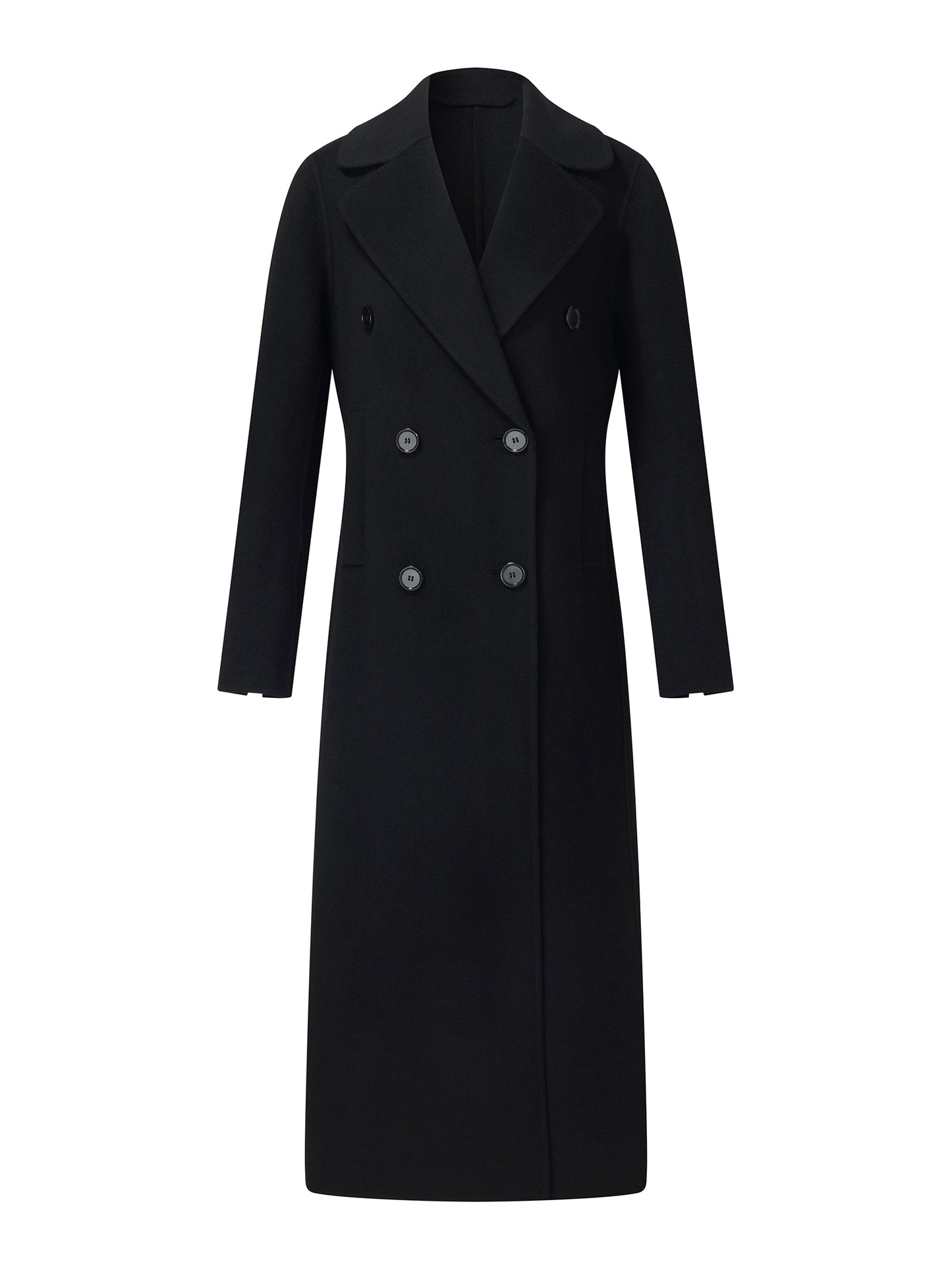 Cashmere Wool Blend Notched Collar Double-Faced Women Overcoat