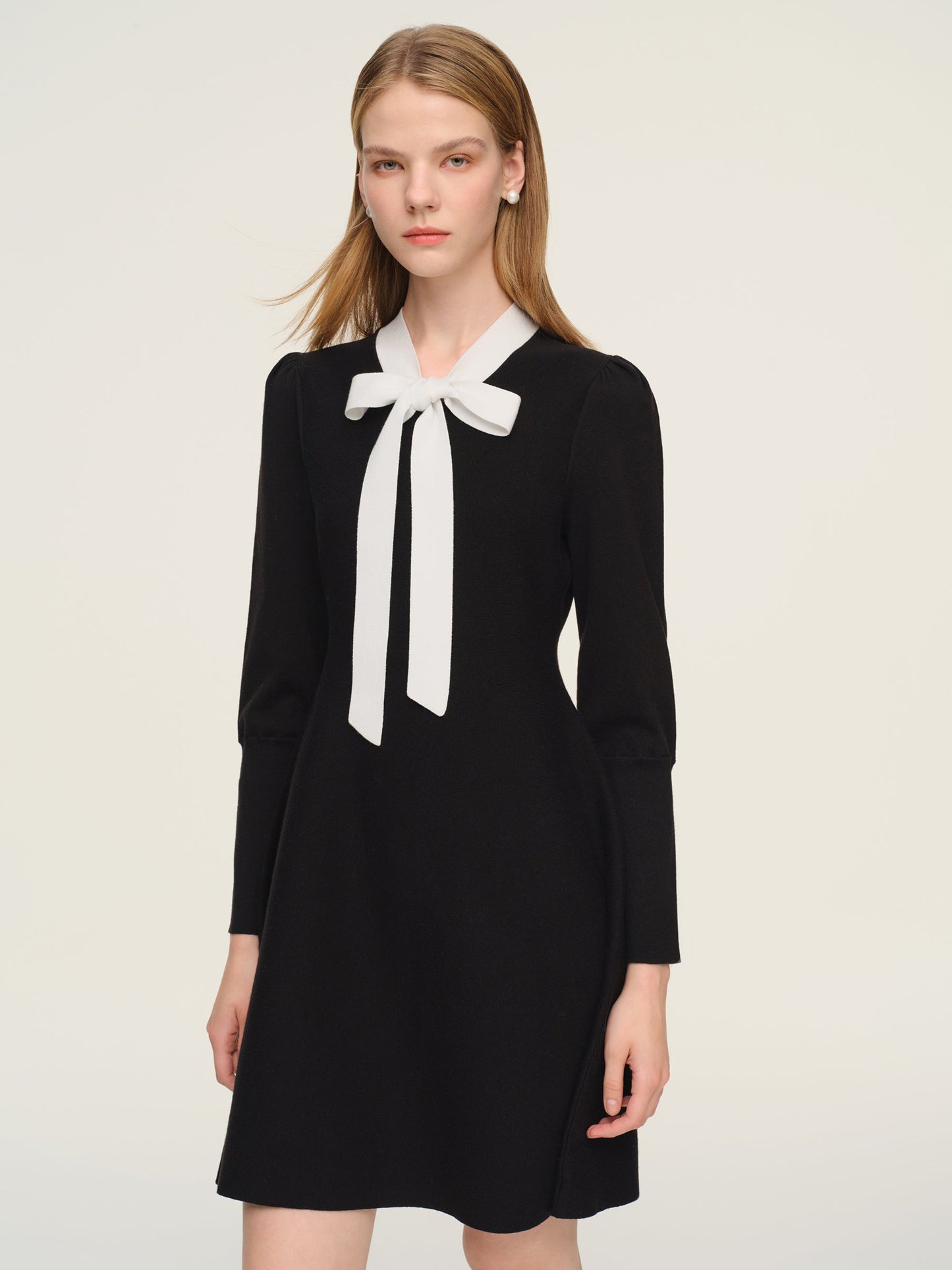Tencel Blend Tie Front Women Knit Mini Dress
