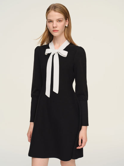 Tencel Blend Tie Front Women Knit Mini Dress