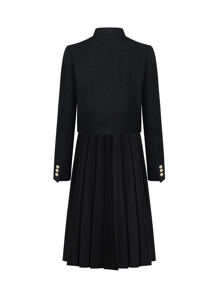 Crop Jacket With Flaps And Half Skirt Two-Piece Suit
