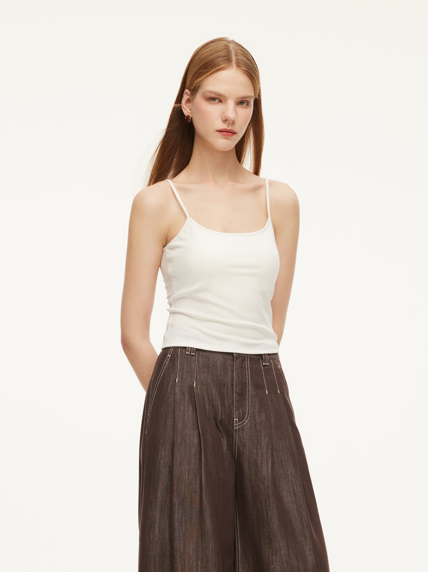 Tencel Acetate Linen Blend Women Sheer Oversized Shirt & Camisole Two-Piece Set