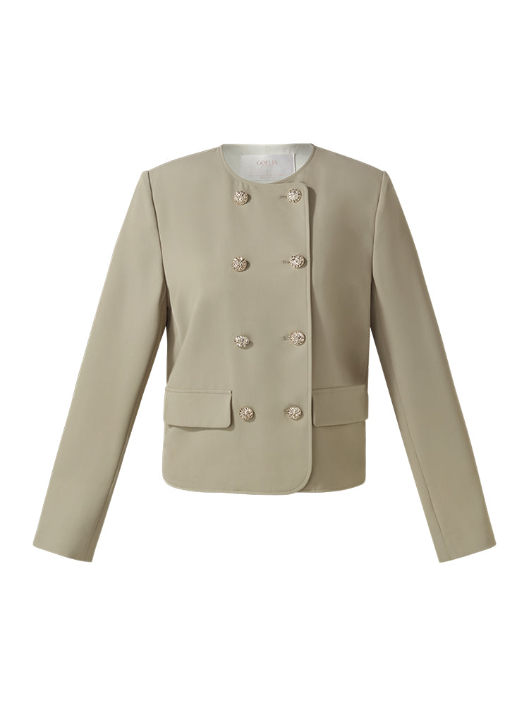 Stretch Double-Breasted Women Jacket
