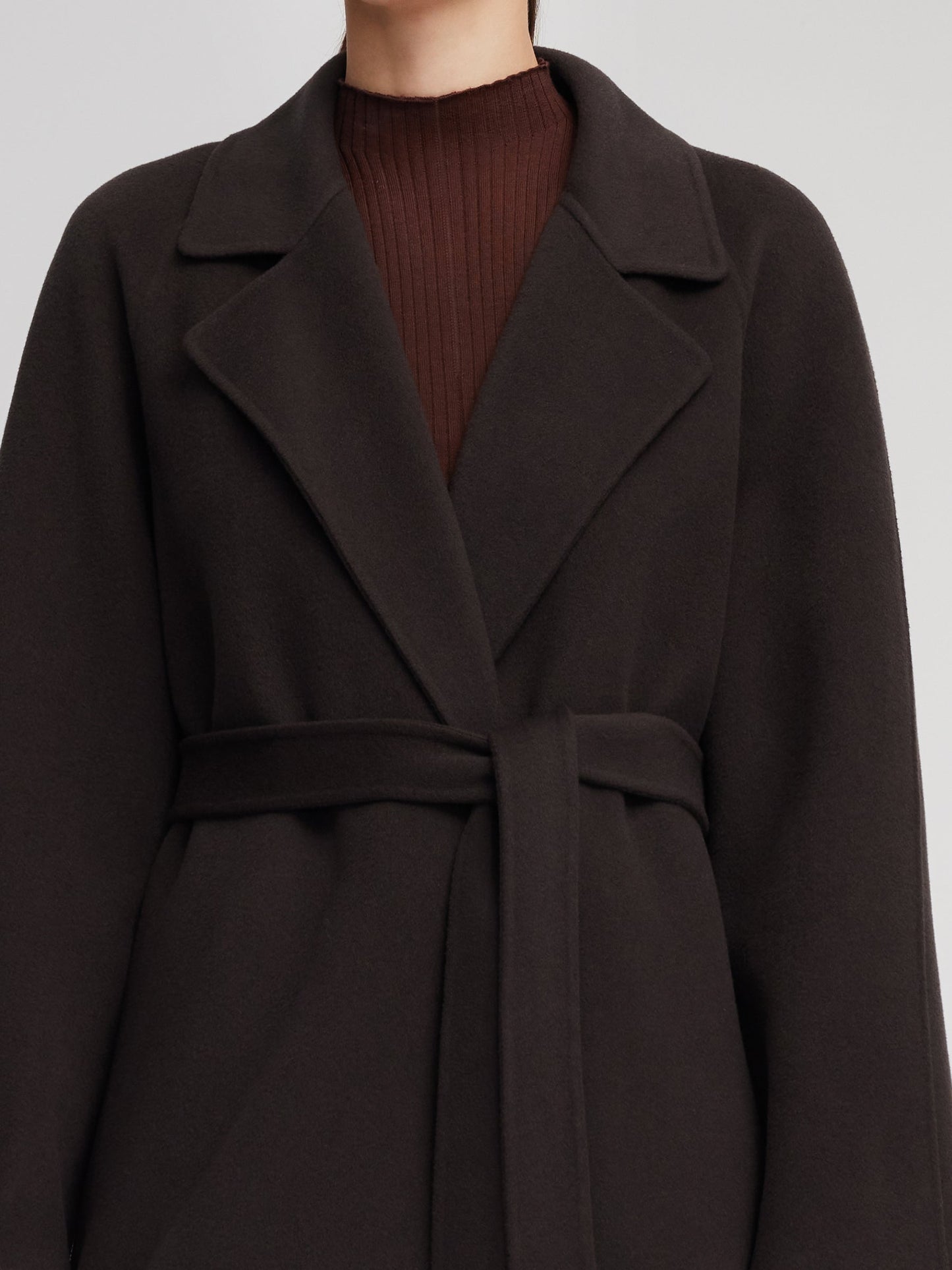 Cashmere Wool Blend Double-Faced Unisex Wrap Overcoat