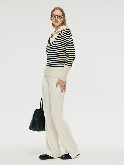 Full-Length Slit Knitted Women Pants