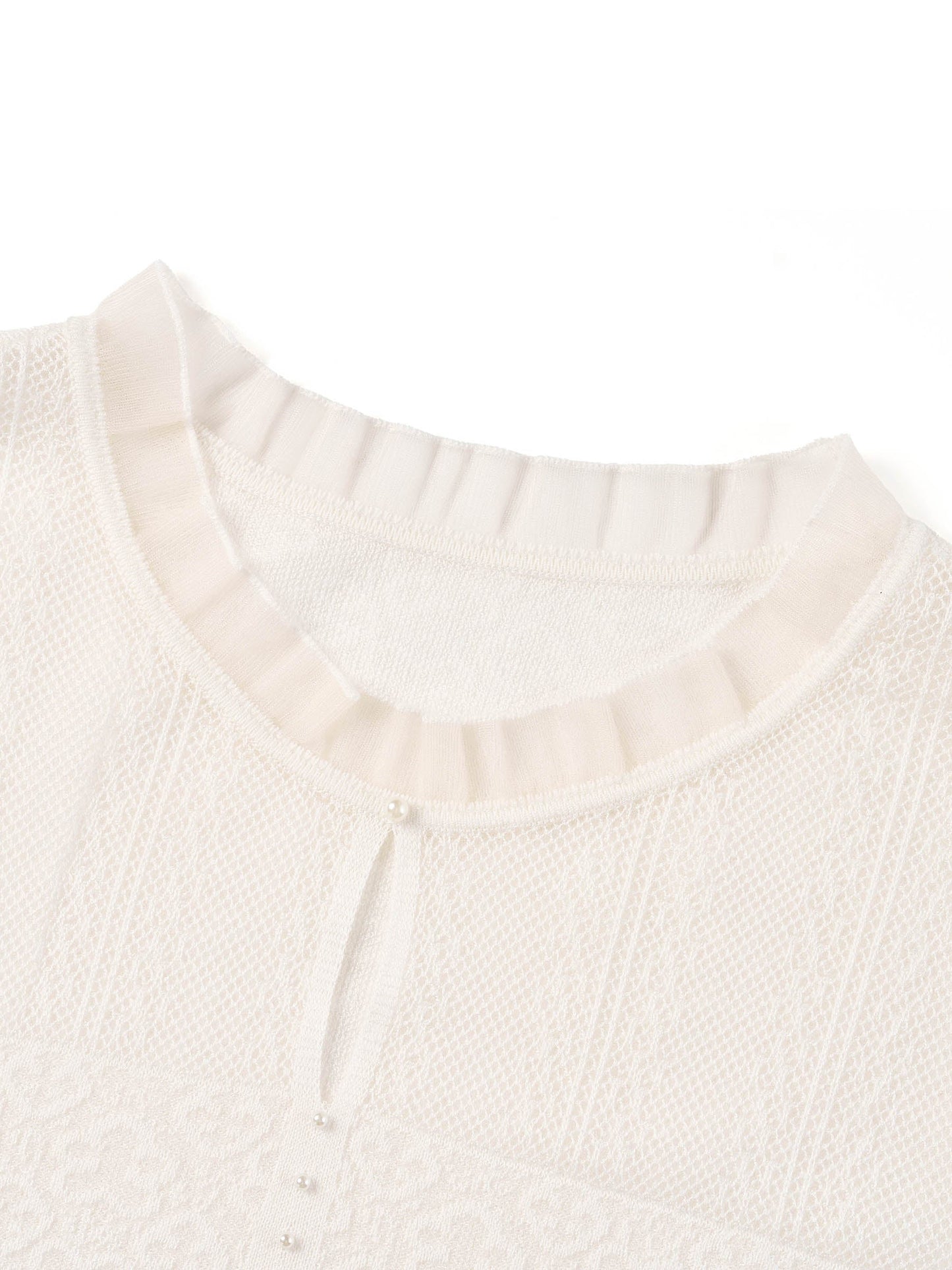 [Preview] Jacquard Ruffle Neck Women Knit Top