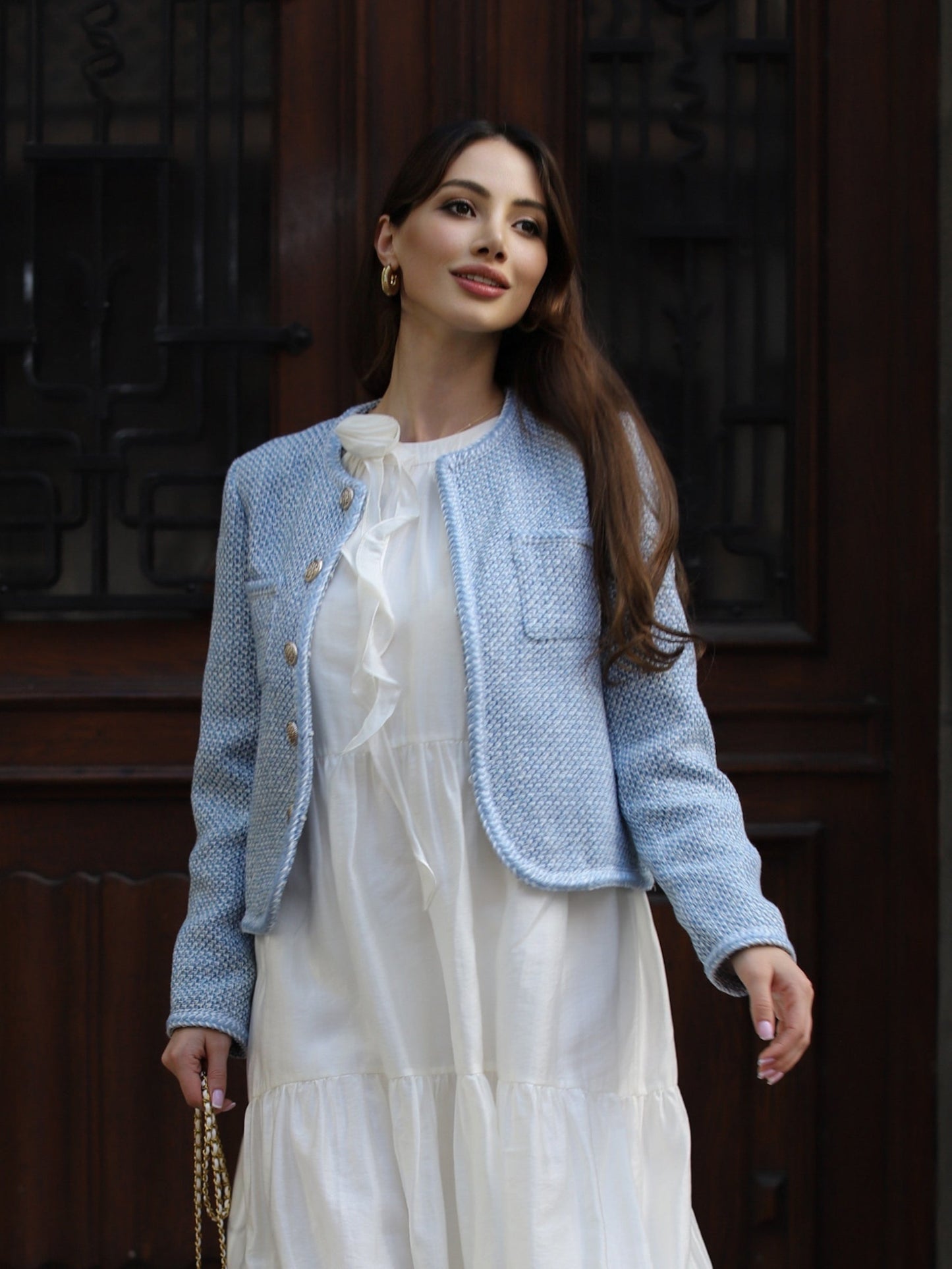 Single-Breasted Round Neck Women Jacket